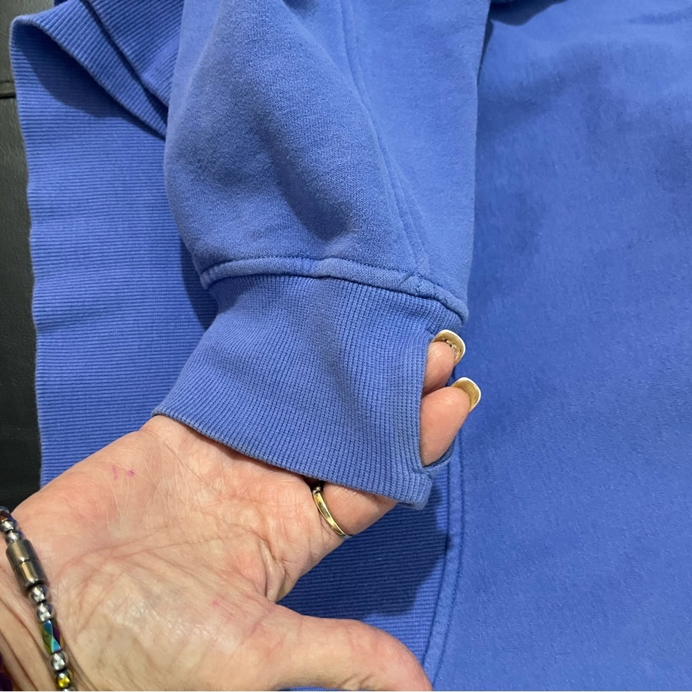 Lululemon scuba BEAUTIFUL Blue Half-Zip Cropped Hoodie XL XXL soft, thumb holes - Picture 4 of 14